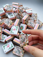 Ensemble de tuiles de mahjong américain de luxe Crystal Garden, design moderne personnalisé, acrylique premium sculpté et peint, divertissement portable