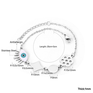 Pulsera de Acero Inoxidable con Ojo Turco de Oro 18k de Moda al por Mayor - Product Image 2