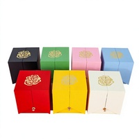 Vente en gros de boîte à bijoux rose de qualité bleue fleur éternelle boîte à bijoux à double ouverture boîte cadeau de fleurs pour la Saint-Valentin