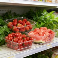Barquette en PET de qualité alimentaire personnalisée pour l'affichage des fruits et légumes frais en supermarché, conteneur de stockage transparent empilable