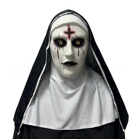 Masque en latex HLC Halloween Spirit Bloody Mouth Nun Face avec cagoule, masques de fête effrayants pour la maison hantée, cosplay