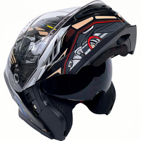Casque de moto modulaire YM à double visière relevable, casque de sécurité tout-terrain certifié DOT en ABS avec Bluetooth