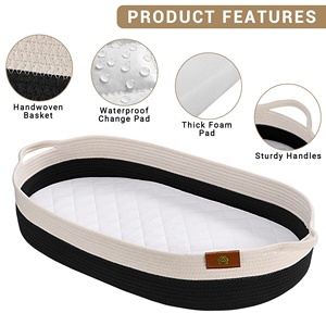 Corde de coton pour bébé panier à <span class=keywords><strong>langer</strong></span> avec caddie à couches bébé nouveau-né moise panier couche à <span class=keywords><strong>langer</strong></span> Topper pour <span class=keywords><strong>commode</strong></span> - Product Image 4