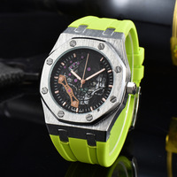 Montre à quartz classique élégante à cadran ajouré, boîtier en acier inoxydable, bracelet en caoutchouc, résistante à l'eau, aiguilles lumineuses, 33 mm – Meilleure vente