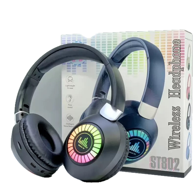 RGB Wireless Gaming Headphones with Microphone Foldable Bluetooth Headset with TF Card Gaming Headphones for Devices