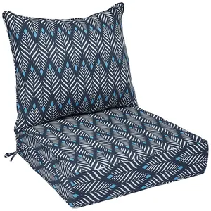 深蓝色泡沫餐椅覆盖户外椅子高靠背坐垫座垫