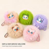 Porte-clés en peluche chat mignon et moelleux avec visage en vinyle, boîte mystère en résine, sonore, 5 styles, breloque de sac aléatoire, cadeau surprise