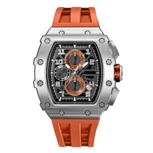 Atacado Masculino Quartz Luxo Cronógrafo Relógios De Pulso Com Reloj Luminoso Personalizado Silicone Watch Strap Black Man Relógios