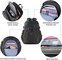 Élégant sac à dos de voyage pour ordinateur portable de 17.3 pouces poches RFID sac d'affaires Oxford Softback étanche avec USB pour sac à dos universitaire