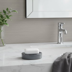 Spirella "Tube" stoneware soap dish in grey 11 x 2.6 cm - Product Image 3