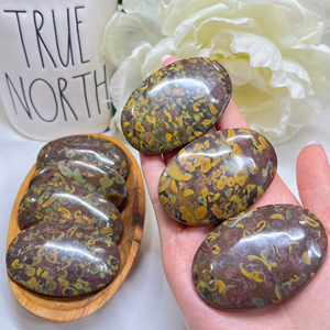 Cristales Premium al por Mayor, Artesanías, Regalos, Piedra Energética Pulida, Jaspe Ojooba en Forma de Palma para Sanación y Decoración del Hogar - Product Image 1