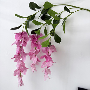 Usine de fleurs artificielles Meiyu Craft, bougainvilliers artificiels à trois branches, fleurs en soie suspendues, décorations de plafond pour mariage, rose et blanc - Product Image 5