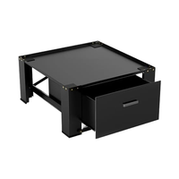 Support de Lave-linge et Sèche-linge Universel Moderne pour Hôtels, 28" en Acier Noir avec Tiroirs Manuels à Socle et Panneau Supérieur