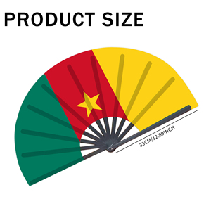 Abanicos Plegables de Bambú con la Bandera de Camerún al por Mayor, Abanico de Mano para Carnaval, Boda, Festival, Fiesta, Agencia de Viajes - Product Image 4