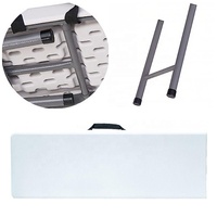 Banc pliable en deux avec plateau en HDPE de 183 cm, pour camping, jardin, banquet, barbecue extérieur, intérieur, simple, avec cadre en acier poudré