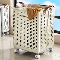 Grand panier à linge pliable Panier à linge flexible Panier à linge en plastique avec roulettes