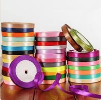 Ruban en satin de polyester de 1 cm, rouleaux, boîte cadeau, ceinture décorative, nœud, emballage cadeau, décoration florale, bouquet de fleurs, couleur unie
