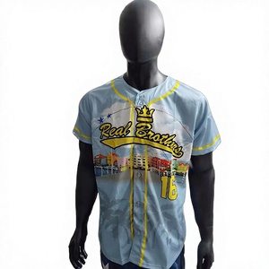 Camiseta de Béisbol Real Brothers para Hombre, Manga Corta, Sólida, Transpirable, de Secado Rápido, Talla Grande, Poliéster, Cierre de Botones, Personalizable para Equipo - Product Image 1