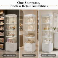 Vitrine de luxe en verre trempé pour magasin, construction robuste, sécurisée et verrouillable, blanche, pour bijoux et centres commerciaux