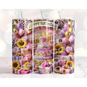 Bicchieri per Compleanno con Coperchio e Cannuccia 20oz - Product Image 1