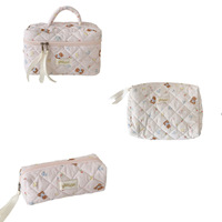 Trousse de maquillage portable grande capacité motif ours de dessin animé mignon, pochette de rangement pour étudiants, trousse de toilette de voyage, organiseur de crayons