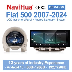 Système de navigation numérique Android pour tableau de bord de voiture avec écran LCD de 12,3 pouces, lecteur multimédia pour Fiat 500 2007 - 2024 - Product Image 1