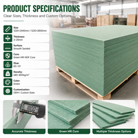 Panneau MDF moderne HG Brand E1 1220x2440mm 18mm d'épaisseur, couleur verte, résistant à l'humidité, meubles de première classe, armoire de cuisine