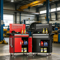 Coffre à outils d'atelier multifonctionnel modulaire en acier robuste avec 2 tiroirs, roulettes et verrouillage, forte capacité de charge, rangement pour garage