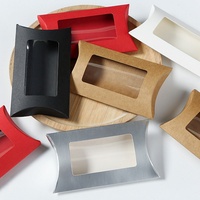 Boîte cadeau en papier kraft noir, rouge, marron avec fenêtre transparente en PVC pour chocolat, bonbons, biscuits, jouets, badges, parfums, leurres de pêche