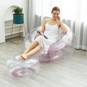 เก้าอี้โซฟาเป่าลมทรงลูกบอลใสสำหรับผู้ใหญ่เก้าอี้พักผ่อนแบบแฟชั่นมีแสงแวววาวมีเก้าอี้นอนแบบออตโตมัน - Product Image 4