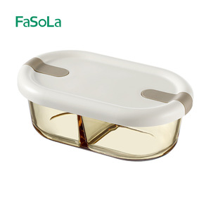FaSoLa Glass Lunch Box Rectangle Plastic Lid Compartmentalized Microwave Safe For Office Students Food Storage - Product Image 2