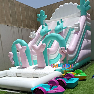 Mặt Trăng Màu Hồng Thư Bị Trả Lại Inflatable Với Trượt Nước Lâu Đài Inflatable Kết Hợp Trampoline Trượt Bơm Hơi Với Hồ Bơi Ngoài Trời - Product Image 1