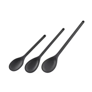 Eco Friendly Portable Notched Design Set Of 3 Spoons Small Plastic Pp Serving Spoon Set For Salads And Pasta Dishes