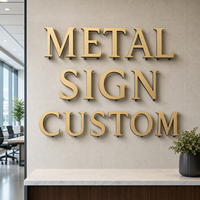 Letrero Metálico Personalizado para Exteriores, Letras 3D Doradas Sin Iluminación para Logotipos de Negocios, Fachada de Edificios, Letrero Personalizado