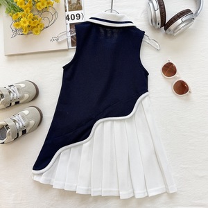 Robe d'été 2026 pour filles, édition coréenne, style polo dessin animé, <span class=keywords><strong>jupe</strong></span> plissée style collège pour petites filles - Product Image 4