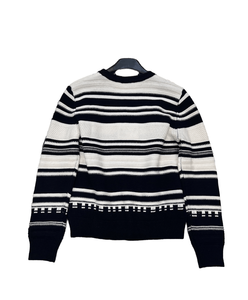 Pull en tricot à col rond rayé texturé, pull jacquard géométrique pour un style décontracté et de bureau - Product Image 2