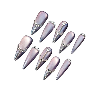 <span class=keywords><strong>Uñas</strong></span> Postizas Personalizadas de Encaje de Camelia Hechas a Mano, Color Blanco <span class=keywords><strong>Mate</strong></span>, 3.0 cm de Largo, Estilo Stiletto, Venta Caliente Primavera 2026 - Product Image 2