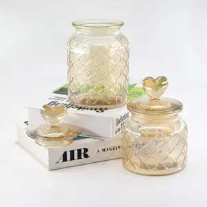 Customization Extra Large Luxury Style Storage Glass Candle Jar With Glass Cover