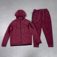 Ensemble de survêtement pour homme en molleton technique, avec sweat à capuche zippé color block et pantalon de jogging, 2 pièces, style streetwear décontracté et sportif