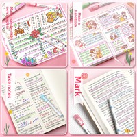 Stylo Marqueur Surligneur à Motif Floral Personnalisé, Design Ondulé, Ensemble de Stylos en Plastique Colorés pour Journalisation Étudiante