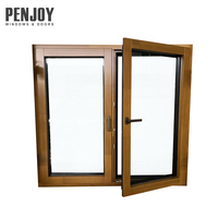Fenêtre à battant en bois de luxe sur mesure, style européen, triple vitrage, quincaillerie allemande, revêtement aluminium, acier inoxydable, verre Low-E anti-chaleur