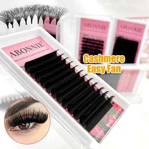 Abonnie Mega Volume 0.03 .05 07 Extension de cils en cachemire Easy Fan Lash Tray C Cc D Dd L M Curl Extension de cils Easy Fan