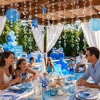 Guirlande de bulles blanches pour décorations de fête, Anniversaire Petite Sirène sur le thème Sous-Marin, Décoration de plage et de piscine pour baby shower sur le thème de l'océan