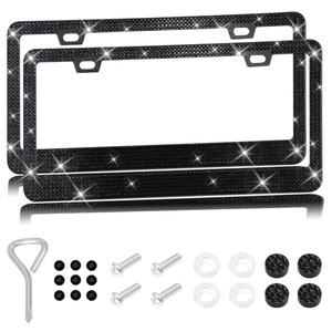 Marco para Matrícula con Incrustaciones de Diamantes de Imitación, Marco para Matrícula de Automóvil, Marco para Matrícula Estándar Estadounidense, Marcos para Matrícula Personalizados - Product Image 1