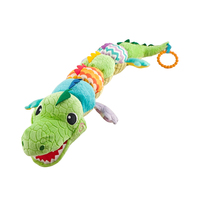 Jouet sensoriel pour bébé en forme de caméléon coloré, avec boucle de suspension, perles créponnées et hochet couineur, pour poussette, berceau et siège auto