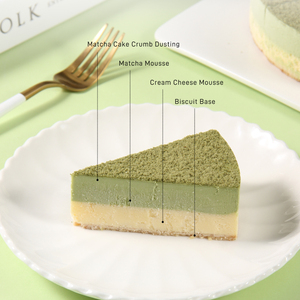 Gâteau au fromage double couche surgelé saveur chocolat matcha 8 pouces 850g, faible en gras, avec flocons de chocolat, pour la vente au détail et en gros - Product Image 3