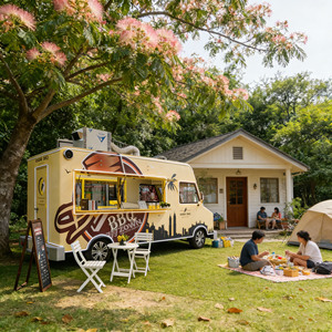 Camion de restauration mobile rétro, camion à café vintage personnalisé, chariot de nourriture de rue à vendre - Product Image 1