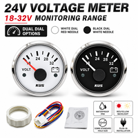 Voltímetro KUS de 24 V, 18-32 V, 52 mm, Medidor de Voltaje Impermeable con Retroiluminación, Medidor de Voltaje de Batería para Camiones, Autocaravanas y Embarcaciones