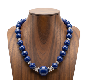 Cuentas de Piedra Aguamarina Natural en Forma de Bola, Hechas a Mano, de 22 Pulgadas, Chapadas en Rodio Imitación Plata Tibetana, para Mujer - Product Image 3