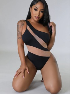 Nuevo Bikini Sexy de Una Sola Pieza con Hombro Descubierto y Cintura Alta en Color Sólido para Mujeres a la Moda - Product Image 6